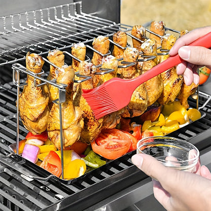 Stainless Steel BBQ Cooking Rack Non-Stick Barbecue Drumstick Grill Oven Roaster Stand