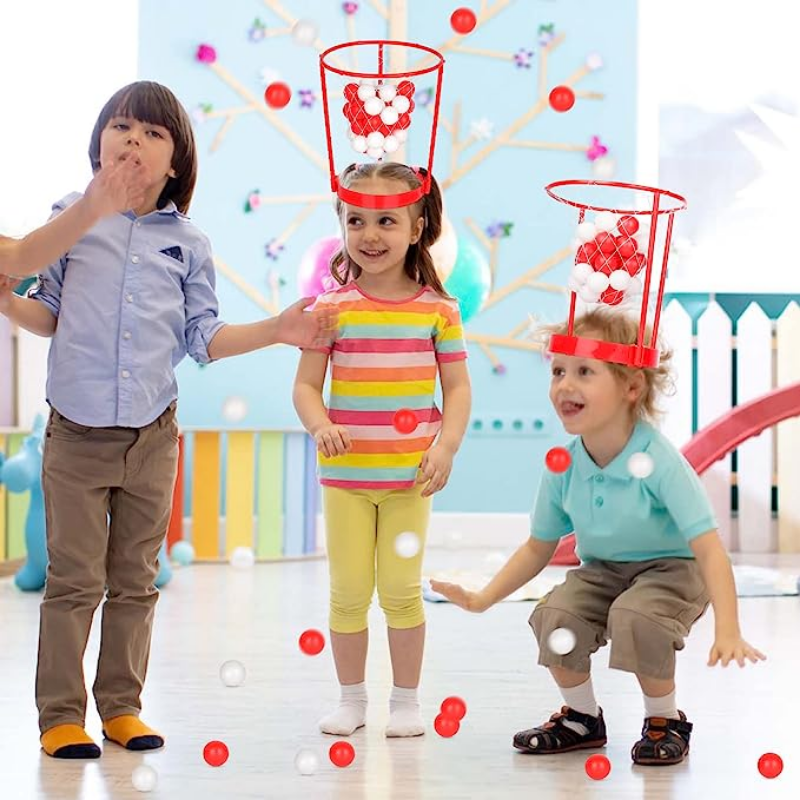 Adjustable Basketball Net Headband For Kids And Adults Head Hoop Carnival Game With 20 Balls 4