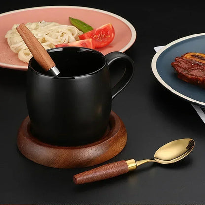 Dishwasher Safe Wooden Handle Cutlery Set, Sapele Wooden Western Flatware, Stainless Steel Knife Fork Spoon Suit