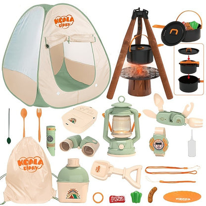 Pretend Play Kids Camping Set With Tent Campfire Watch And Gift Bag 1