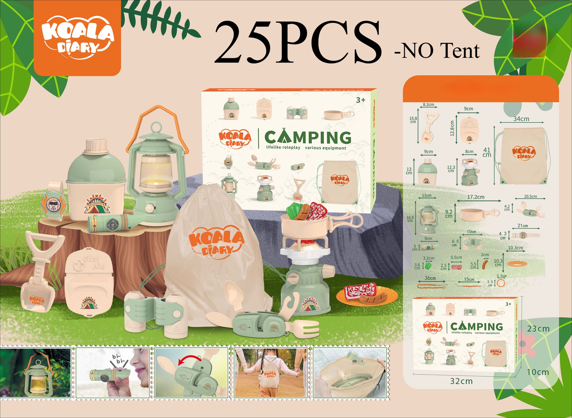 Pretend Play Kids Camping Set With Tent Campfire Watch And Gift Bag 5