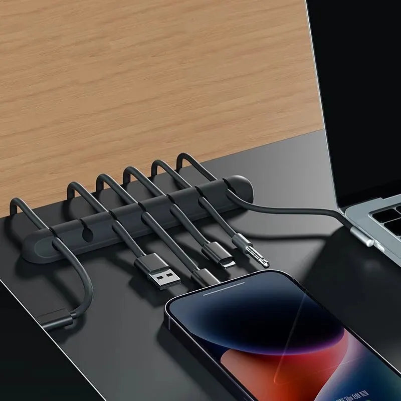 Self-Adhesive Cord Manager for Power Cords, Mouse, Headset, and Data Cables Silicone Desktop Cable Organizer