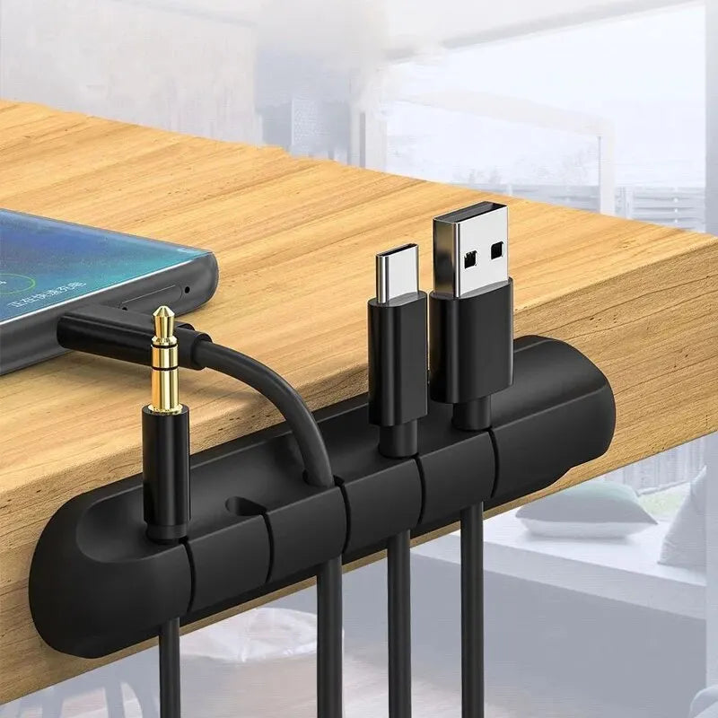SelfAdhesive Cord Manager For Power Cords Mouse Headset And Data Cables Silicone Desktop Cable Orga 1