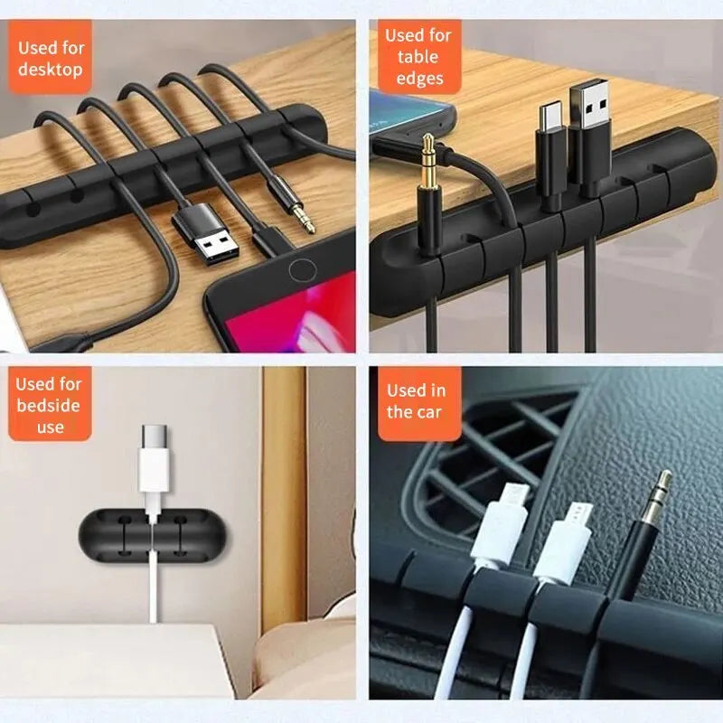SelfAdhesive Cord Manager For Power Cords Mouse Headset And Data Cables Silicone Desktop Cable Orga 4