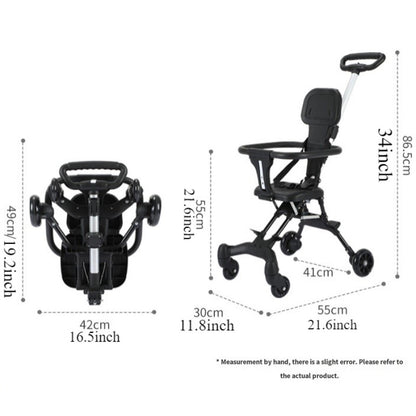Lightweight Baby Stroller For Toddler Oneclick Folding Twoways Cart With Swivel Front Wheel And Can 5