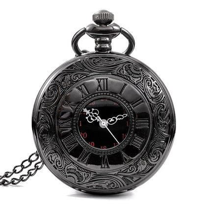 Vintage Roman Number Quartz Pocket Watch Necklace With Chain 6