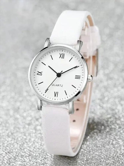 Couple Quartz Watch Set With Leather Bands And Love Pendant Necklace 4 Piece Set 4