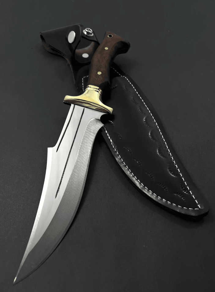 Personalized Walnut Hunting Knife | 12.20" Full Tang 4116 Stainless Steel Blade | Engraved Outdoor Survival Gift