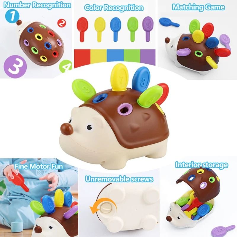 Hedgehog Montessori Toy For Fine Motor Skills Counting And Sensory Learning 2