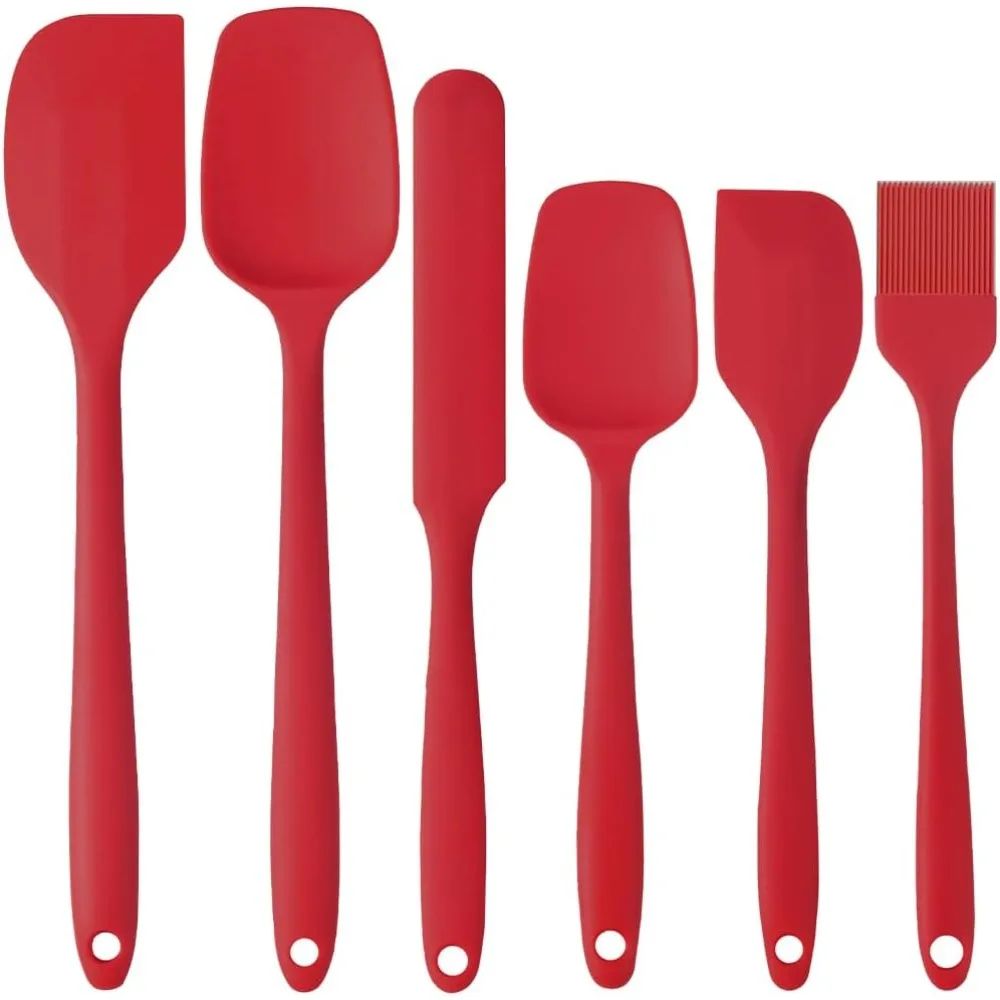 6 Piece Silicone Spatula Set Food Grade Heat Resistant Non Stick Baking and Cooking Tools