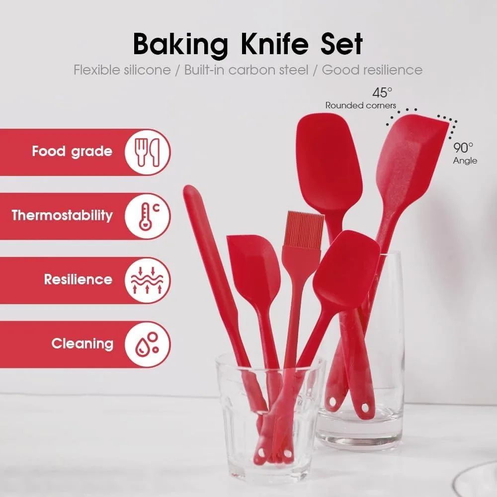 6 Piece Silicone Spatula Set Food Grade Heat Resistant Non Stick Baking And Cooking Tools 2