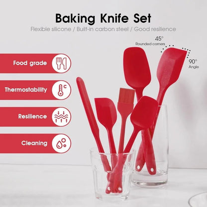 6 Piece Silicone Spatula Set Food Grade Heat Resistant Non Stick Baking And Cooking Tools 2