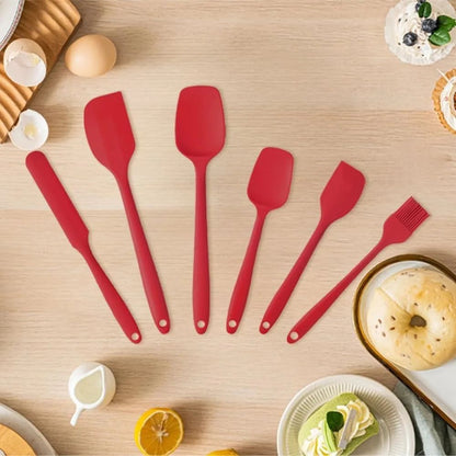 6 Piece Silicone Spatula Set Food Grade Heat Resistant Non Stick Baking And Cooking Tools 4