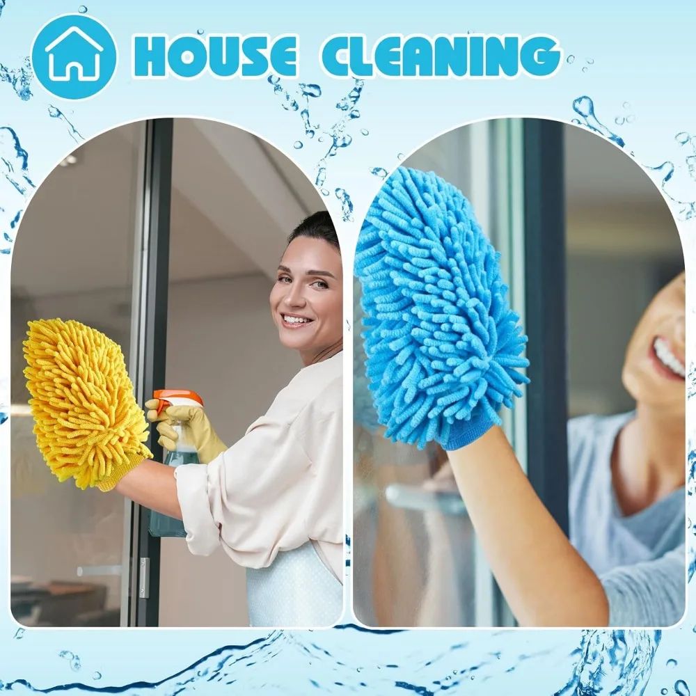 Double Sided Microfiber Cleaning Glove Mitts For Home Dusting And Car Wash 6