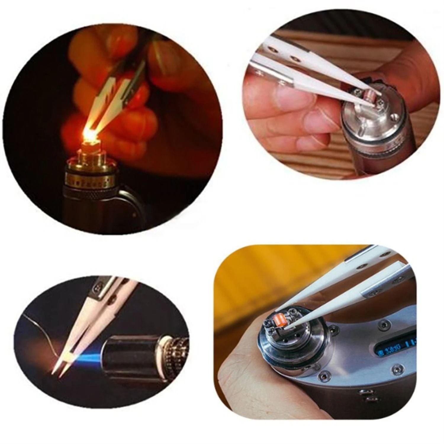 Ceramic Tipped Stainless Steel Tweezers Heat Resistant Fine Point Tool 2