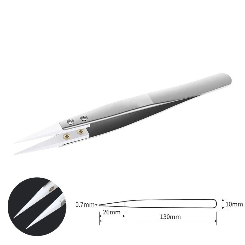 Ceramic Tipped Stainless Steel Tweezers Heat Resistant Fine Point Tool 3