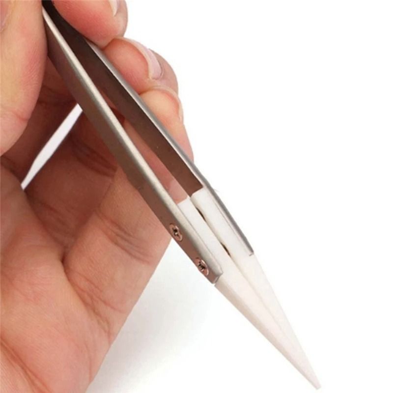 Ceramic Tipped Stainless Steel Tweezers Heat Resistant Fine Point Tool 4