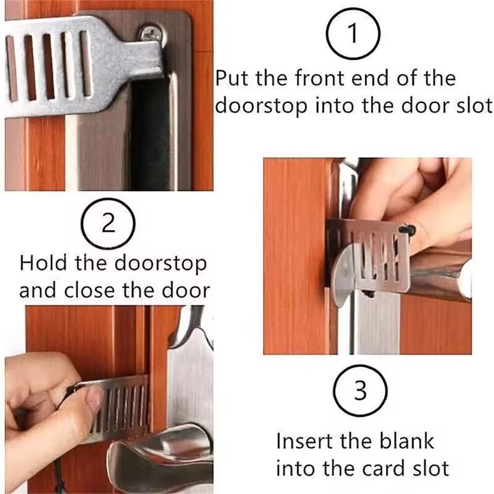 Portable Stainless Steel Door Blocker Safety Lock For Home And Travel Security 3