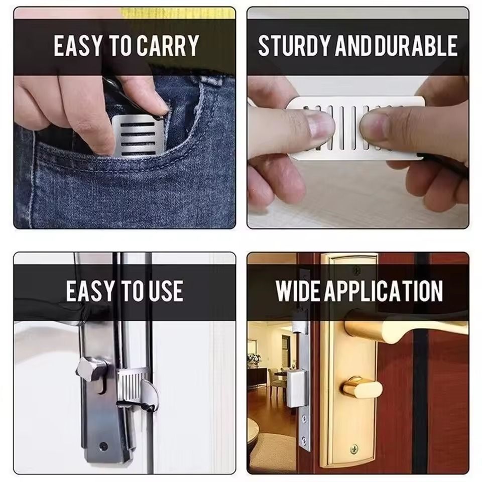 Portable Stainless Steel Door Blocker Safety Lock For Home And Travel Security 4