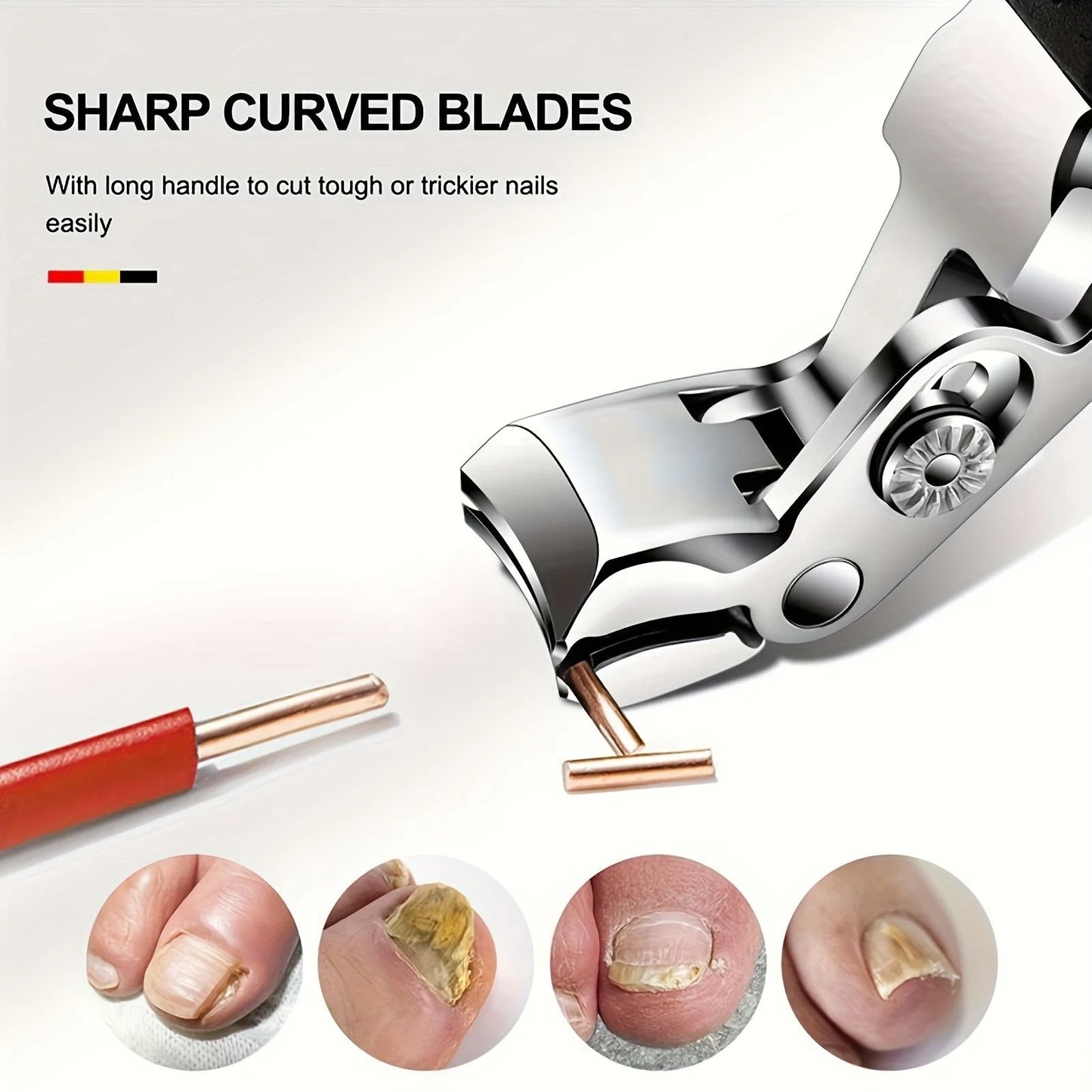 Professional Stainless Steel Toenail Clippers With Wide Jaw And Angled Head For Seniors 5