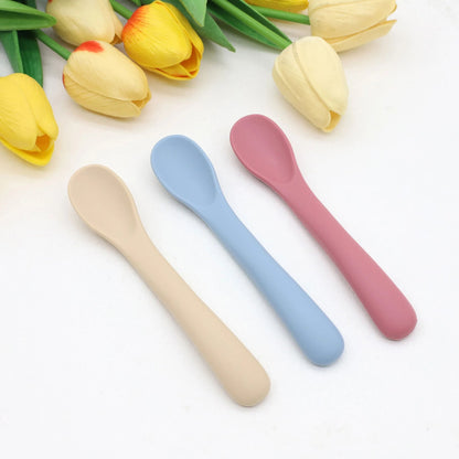 3 Pack Baby Silicone Soft Feeding Spoons For Infant And Toddler Mealtime 1