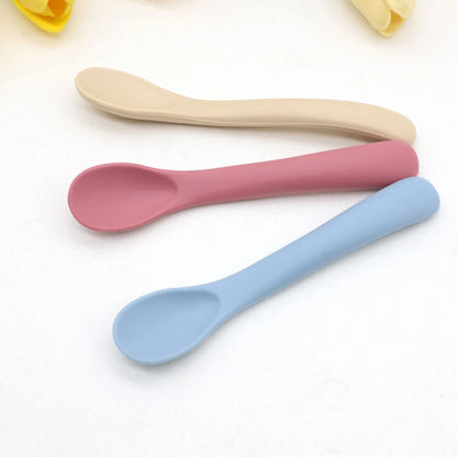 3 Pack Baby Silicone Soft Feeding Spoons For Infant And Toddler Mealtime 3