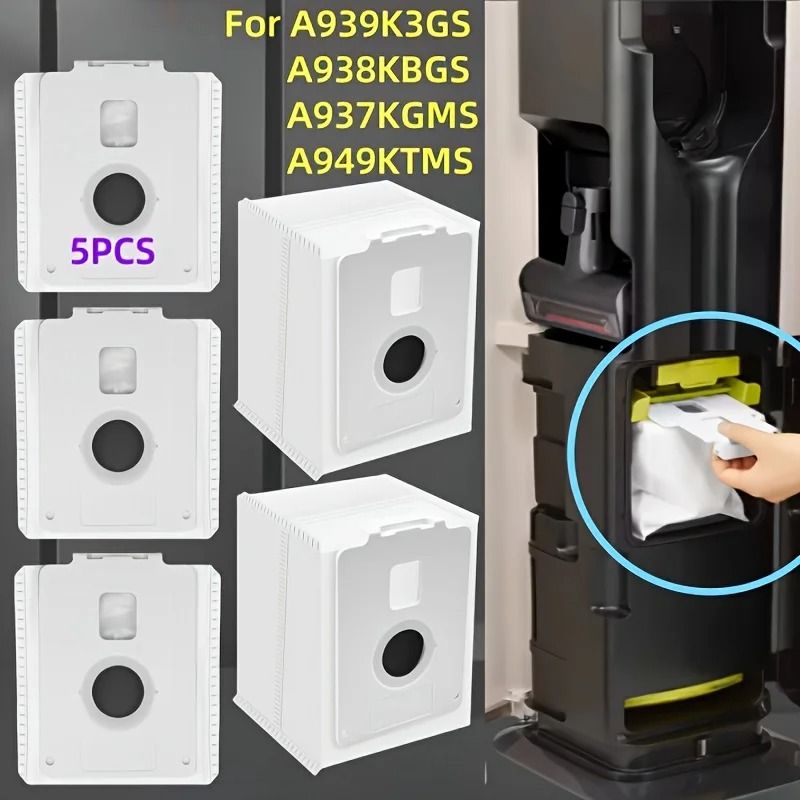 5 Pack Replacement Dust Bags for All in One Tower Vacuum Systems