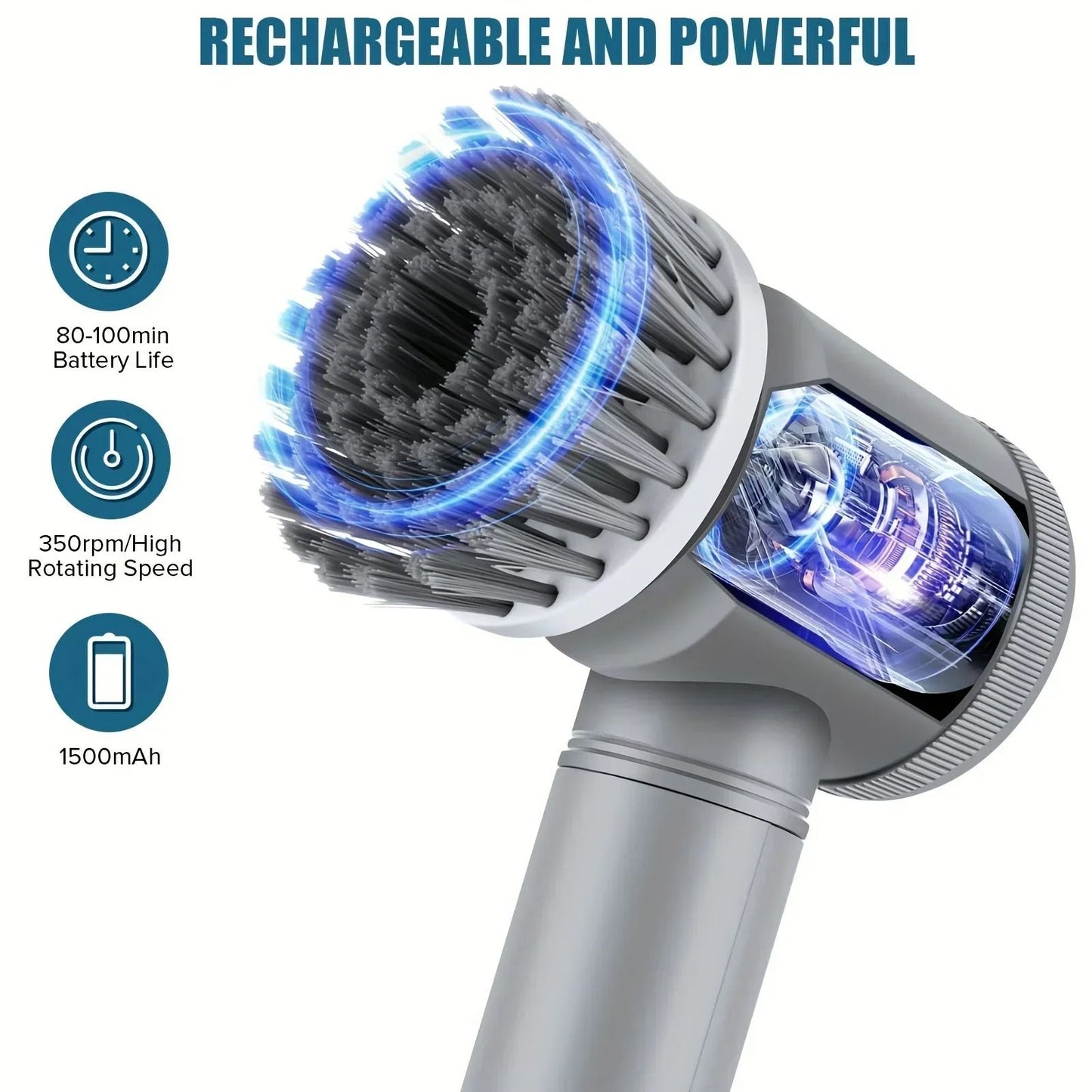 Electric Spin Scrubber Cordless Cleaning Brush With 6 Replaceable Brush Heads 1