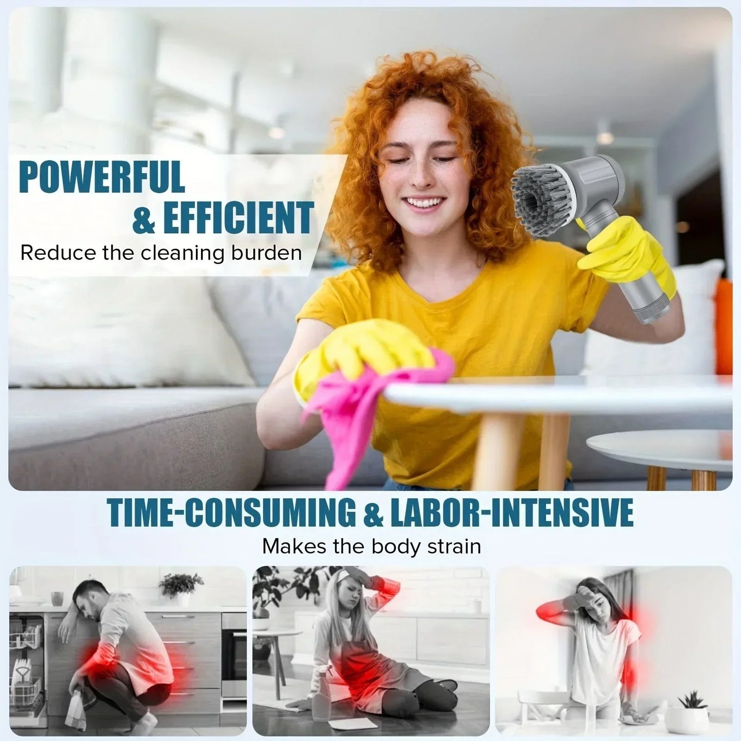 Electric Spin Scrubber Cordless Cleaning Brush With 6 Replaceable Brush Heads 4