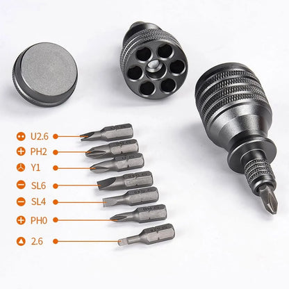 Mini Industrial Screwdriver Set With Aluminum Alloy Handle And 7 Interchangeable Bits 3