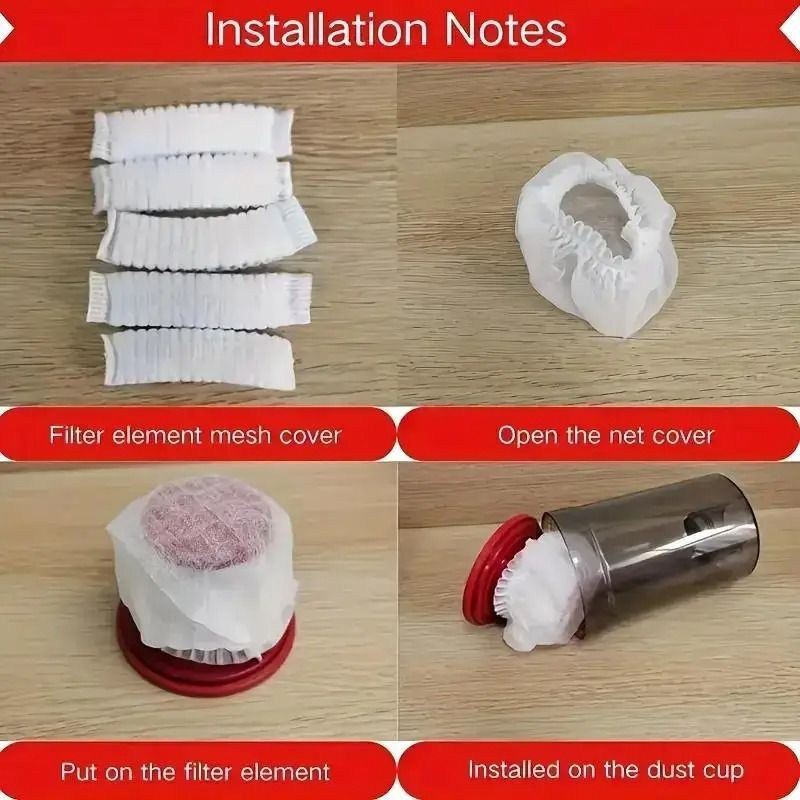 Disposable Vacuum Cleaner Filter Protective Covers Non Woven Washable Pre Filter Sleeves 100 Pack 4