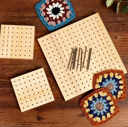 Handcrafted Bamboo Crochet Block Plate - Precision Grid Board for Crochet & Weaving Projects