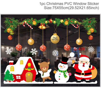 Christmas Wall Window Stickers Marry Christmas Decoration For Home Xmas Gift New Year Christmas Orn 5