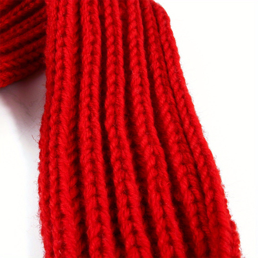 Red Knit Scarves With Pompom, Dog Knitted Scarf, Neck Warmer Bandana Christmas Festival Party Pet Puppy Cat Decor Access