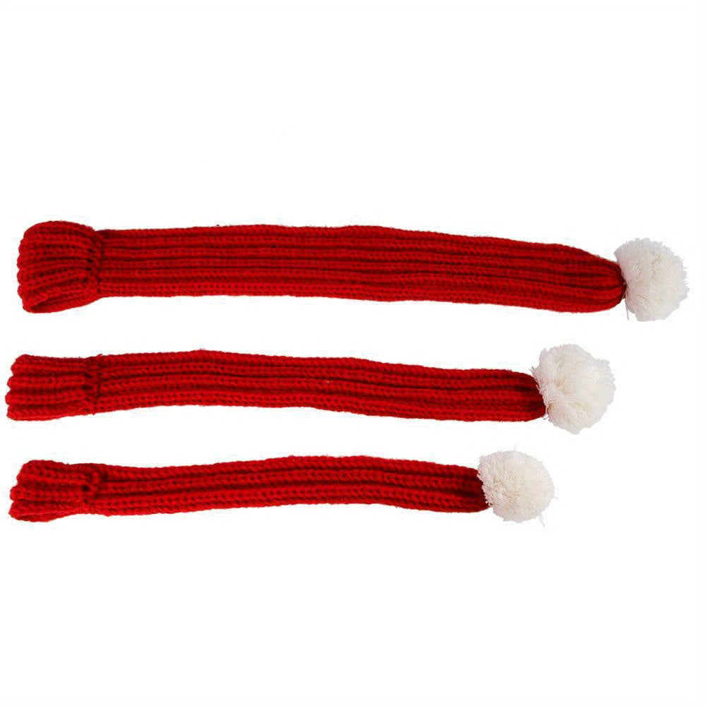 Red Knit Scarves With Pompom, Dog Knitted Scarf, Neck Warmer Bandana Christmas Festival Party Pet Puppy Cat Decor Access