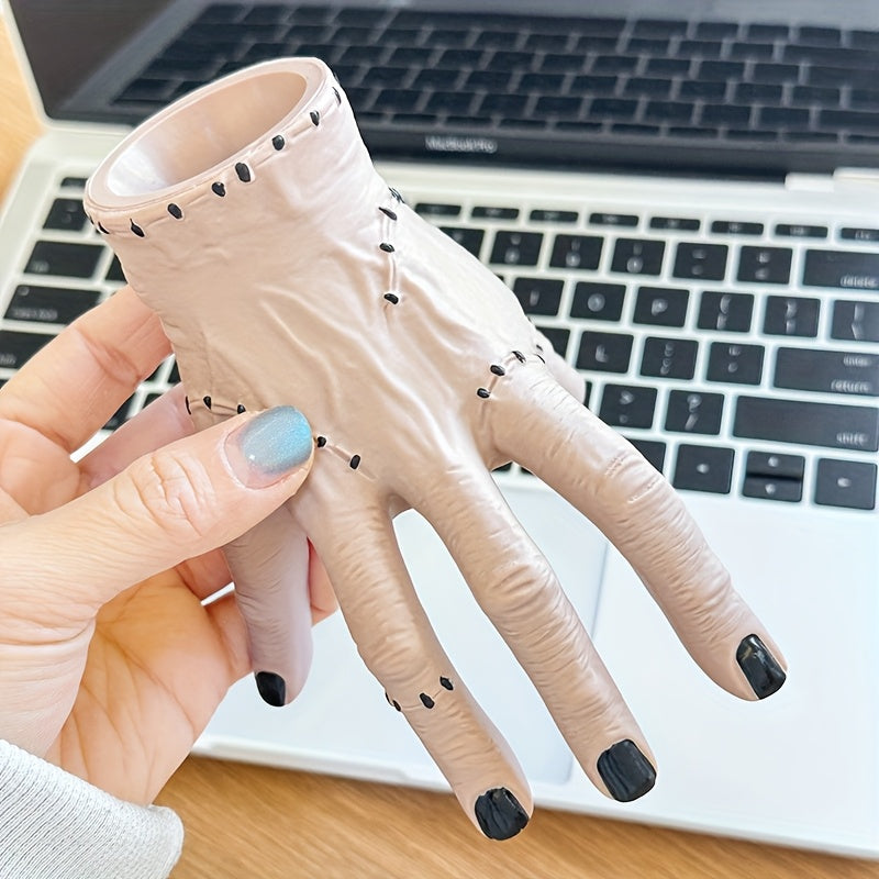 Durable Portable Hand Shaped Resin Pen Holder, Stylish Holder For Pencil Pen, Stationery and Makeup Brush Storage