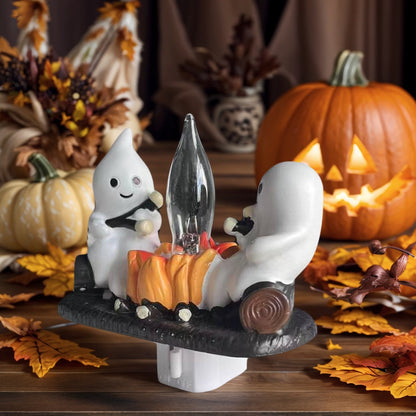 Cute Ghost Design, Halloween Ghost Statue with Lights, Desktop Home Holiday Decoration Item, Atmospheric Lighting Effect