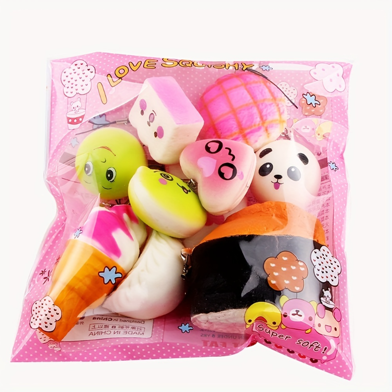 10pcs Random Squishes Toy Mini Soft Bread Toys Keychain Cute Banana Cake Toast Squishy Toy Kawaii K 1
