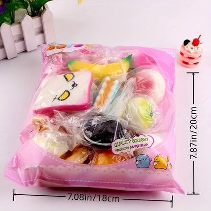 10pcs Random Squishes Toy Mini Soft Bread Toys Keychain Cute Banana Cake Toast Squishy Toy Kawaii K 6
