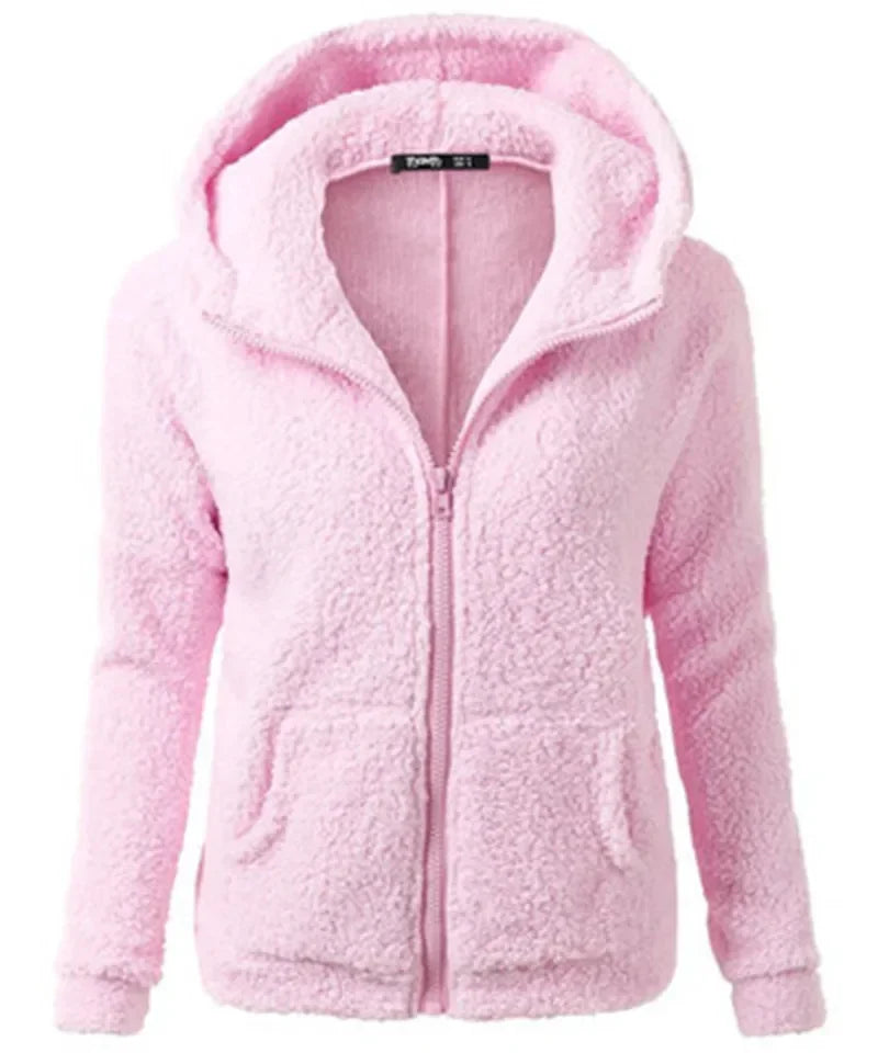 Autumn Winter Warm Jacket Women Hoodie Hooded Casual Female Hoodies Sweater Shirt Zipper Coat Solid 1