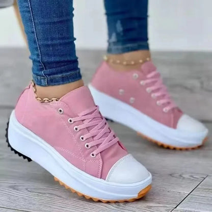 Round Head Canvas Solid Color Low Top Womens Shoes Womens New Casual Single Shoes 1