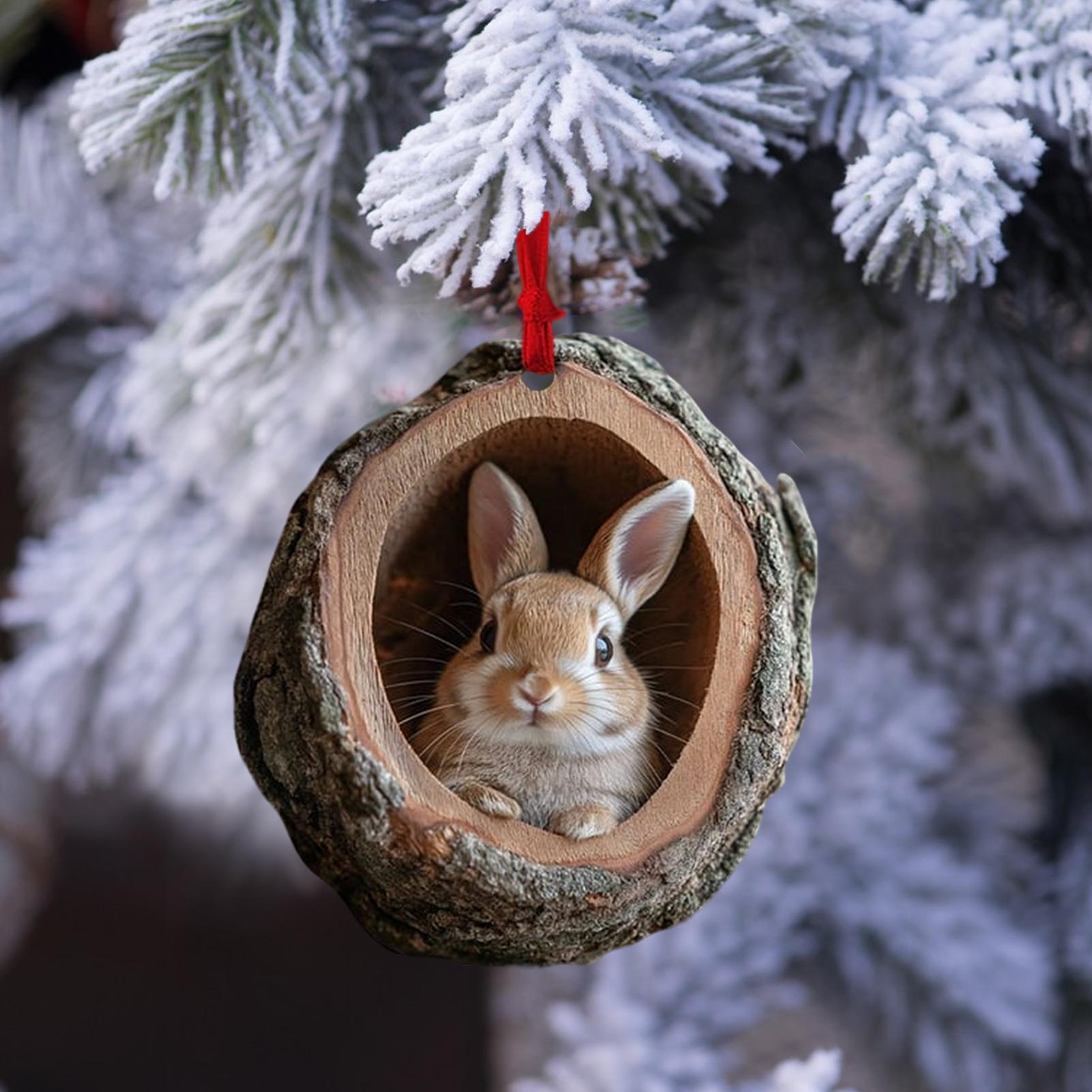 Christmas Tree Pendant Seasonal Decor Acrylic Animal Ornaments Hanging Xmas Navidad Party Supplies  2