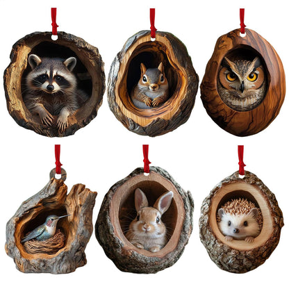 Christmas Tree Pendant Seasonal Decor Acrylic Animal Ornaments Hanging Xmas Navidad Party Supplies  5