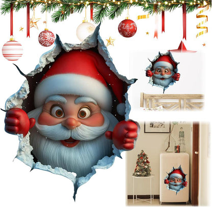 Vinyl Christmas Wall Stickers Stereo Santa Claus Break Through Removable Holiday Decor Home Wall 1