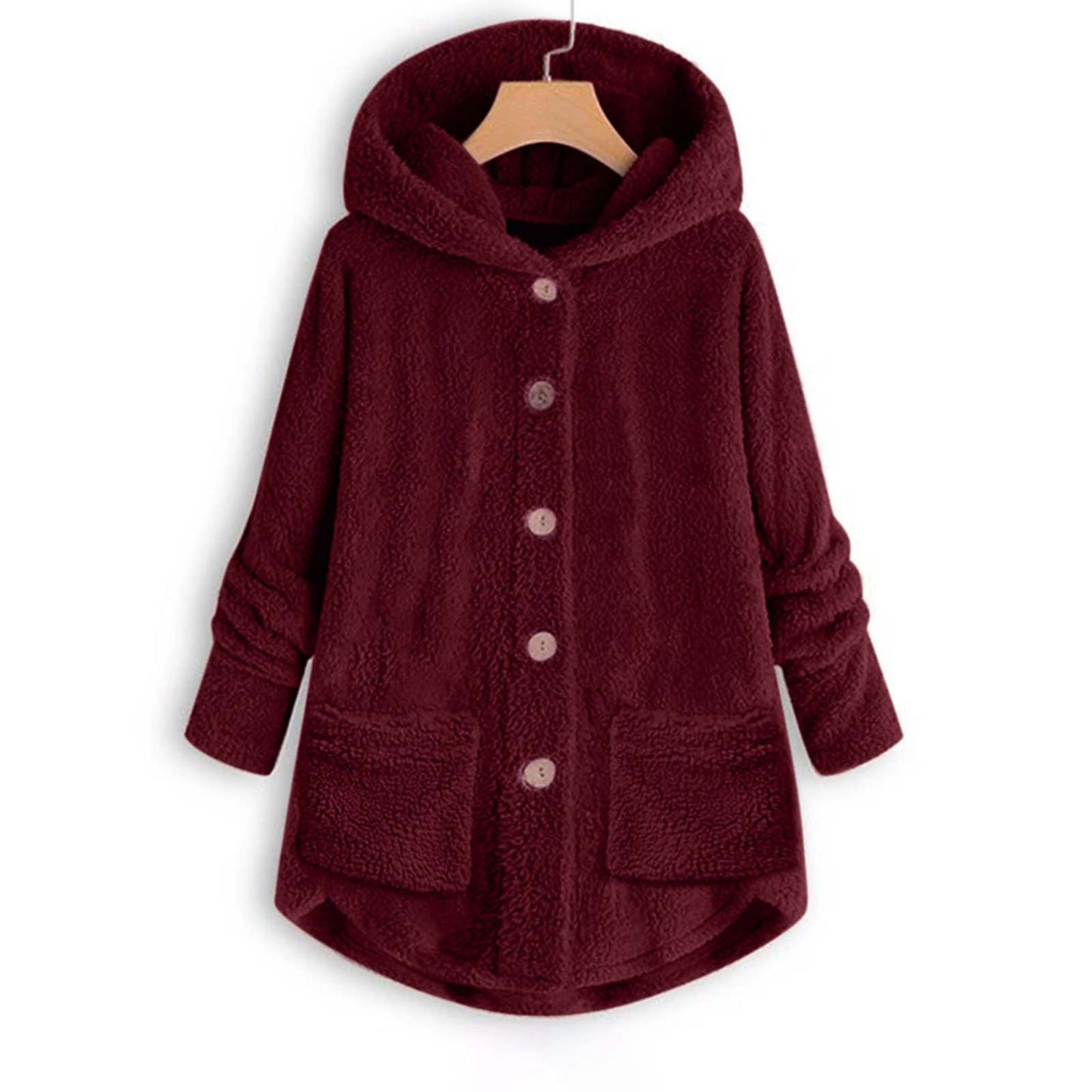 Women Coat Fashion Plush Pocket Winter Coat Irregular Long Sleeve Keep Warm Cat Ears Coat 2