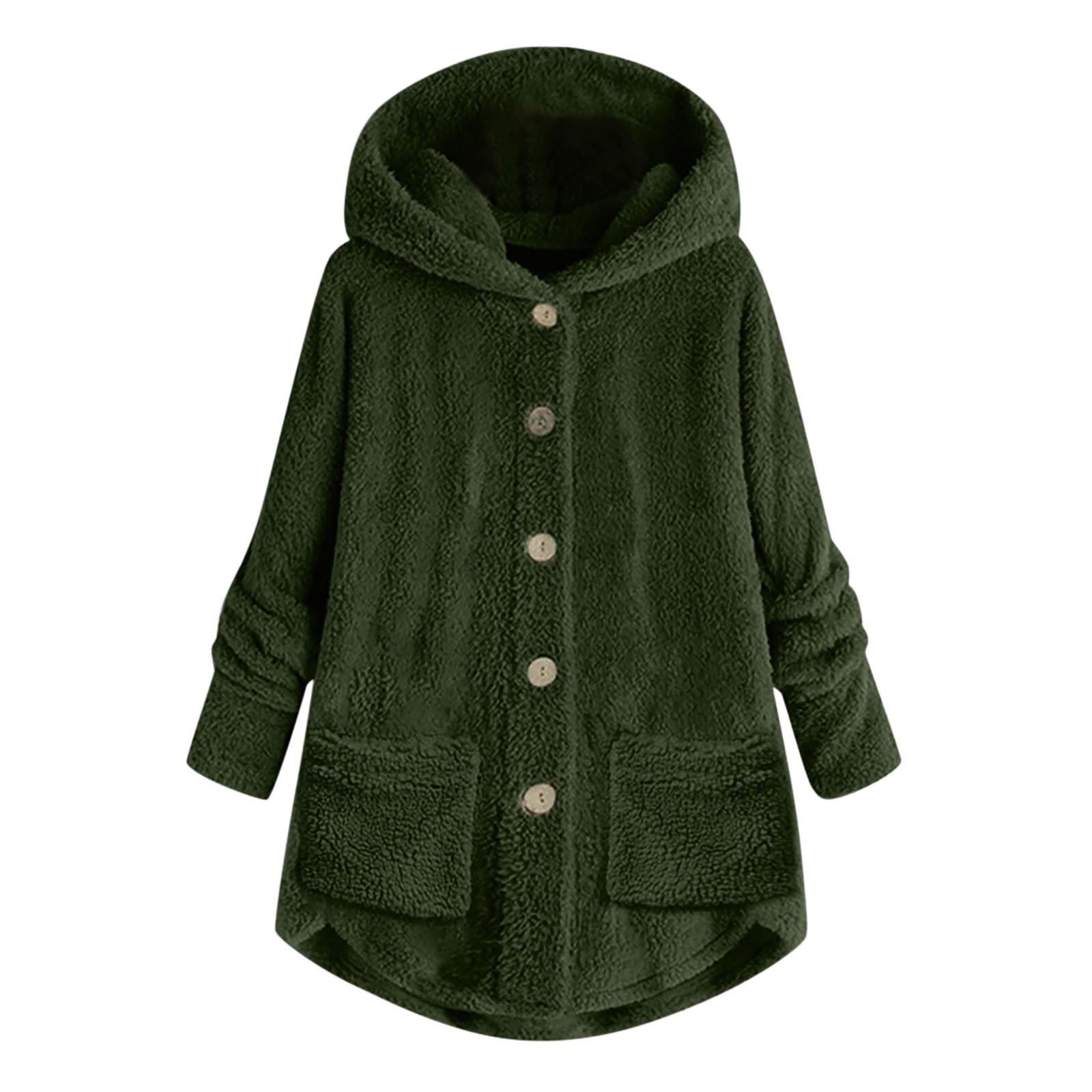 Women Coat Fashion Plush Pocket Winter Coat Irregular Long Sleeve Keep Warm Cat Ears Coat 3