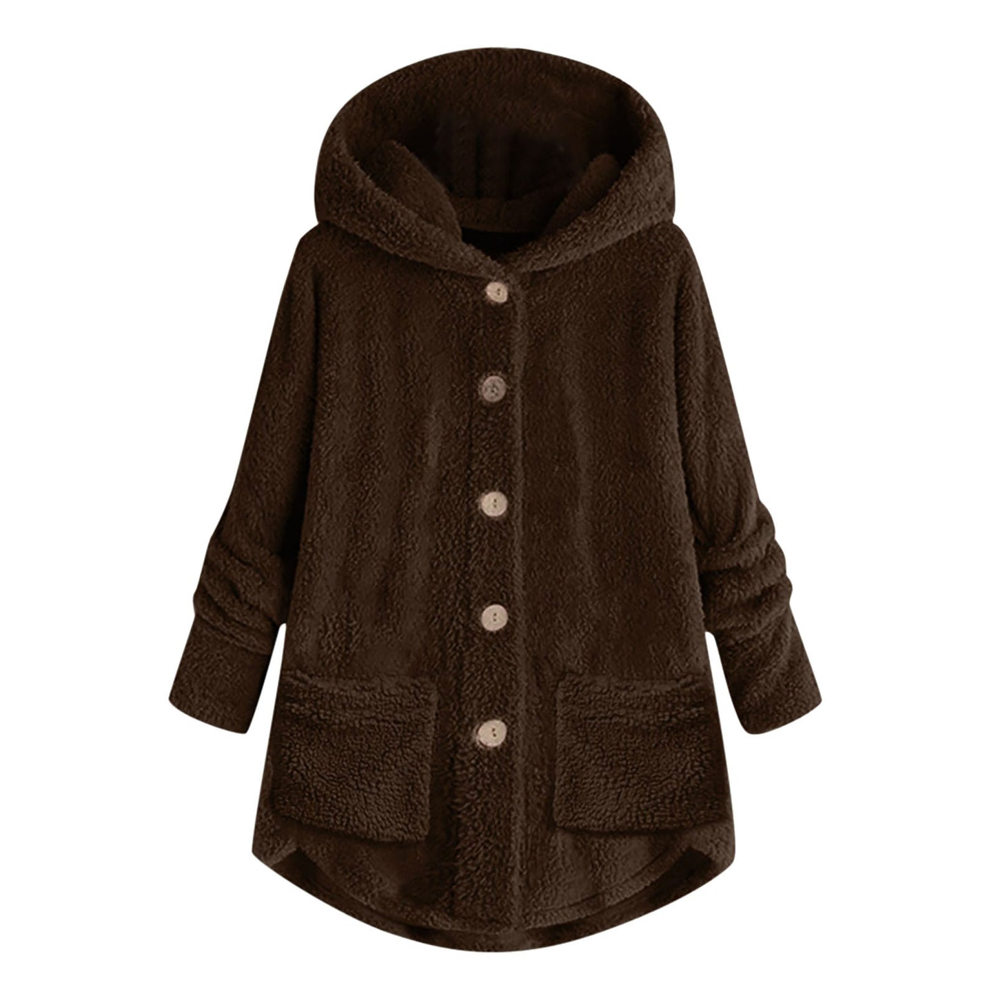 Women Coat Fashion Plush Pocket Winter Coat Irregular Long Sleeve Keep Warm Cat Ears Coat 5
