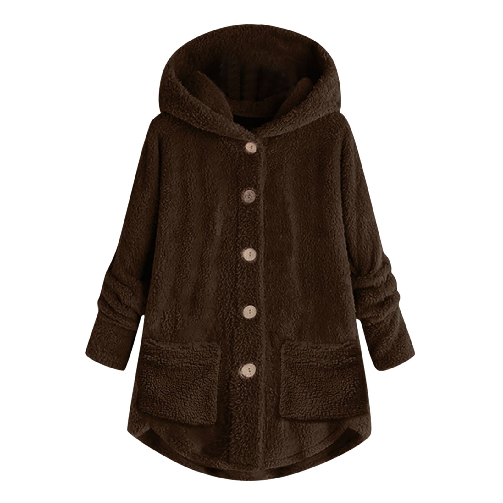 Women Coat Fashion Plush Pocket Winter Coat Irregular Long Sleeve Keep Warm Cat Ears Coat 5