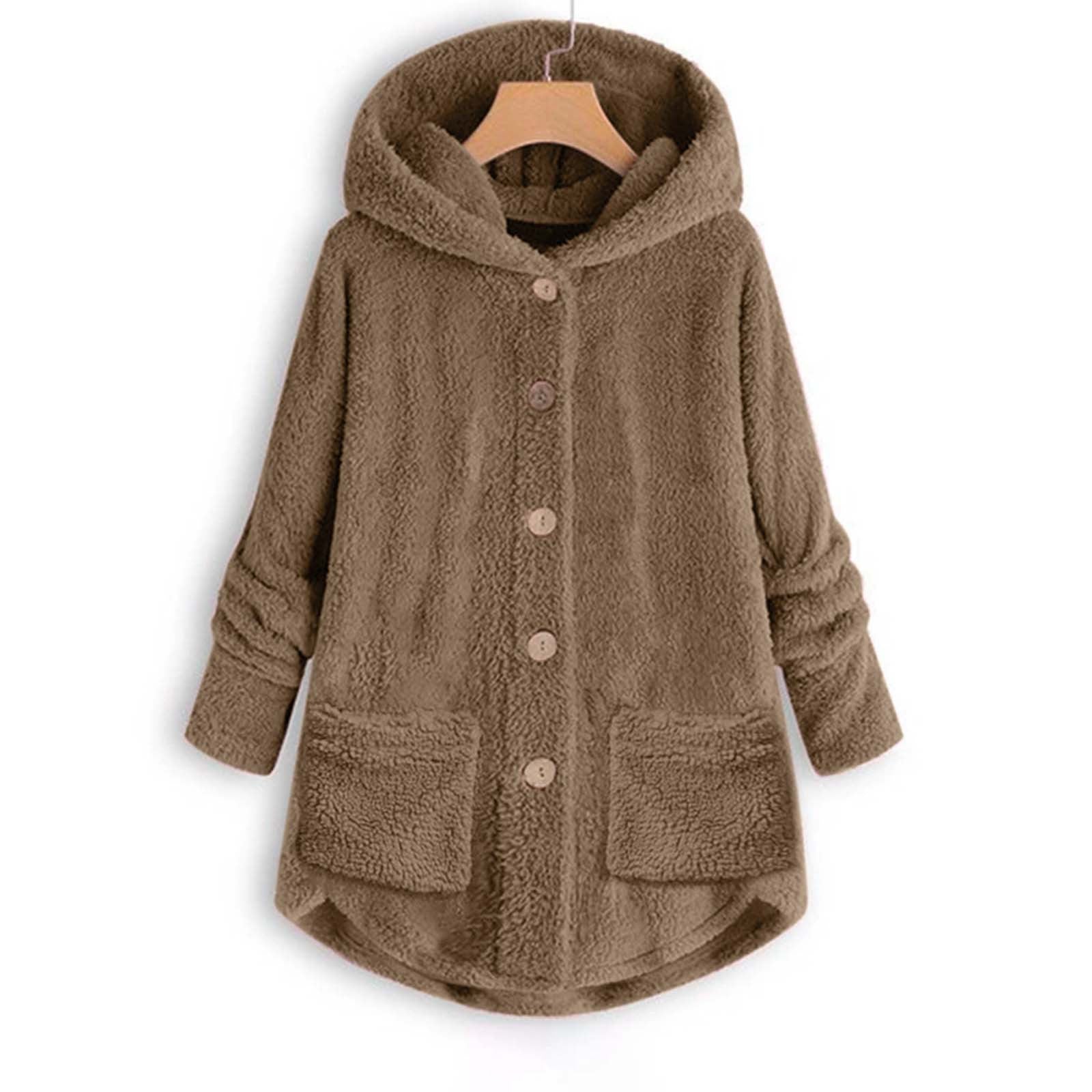 Women Coat Fashion Plush Pocket Winter Coat Irregular Long Sleeve Keep Warm Cat Ears Coat 6