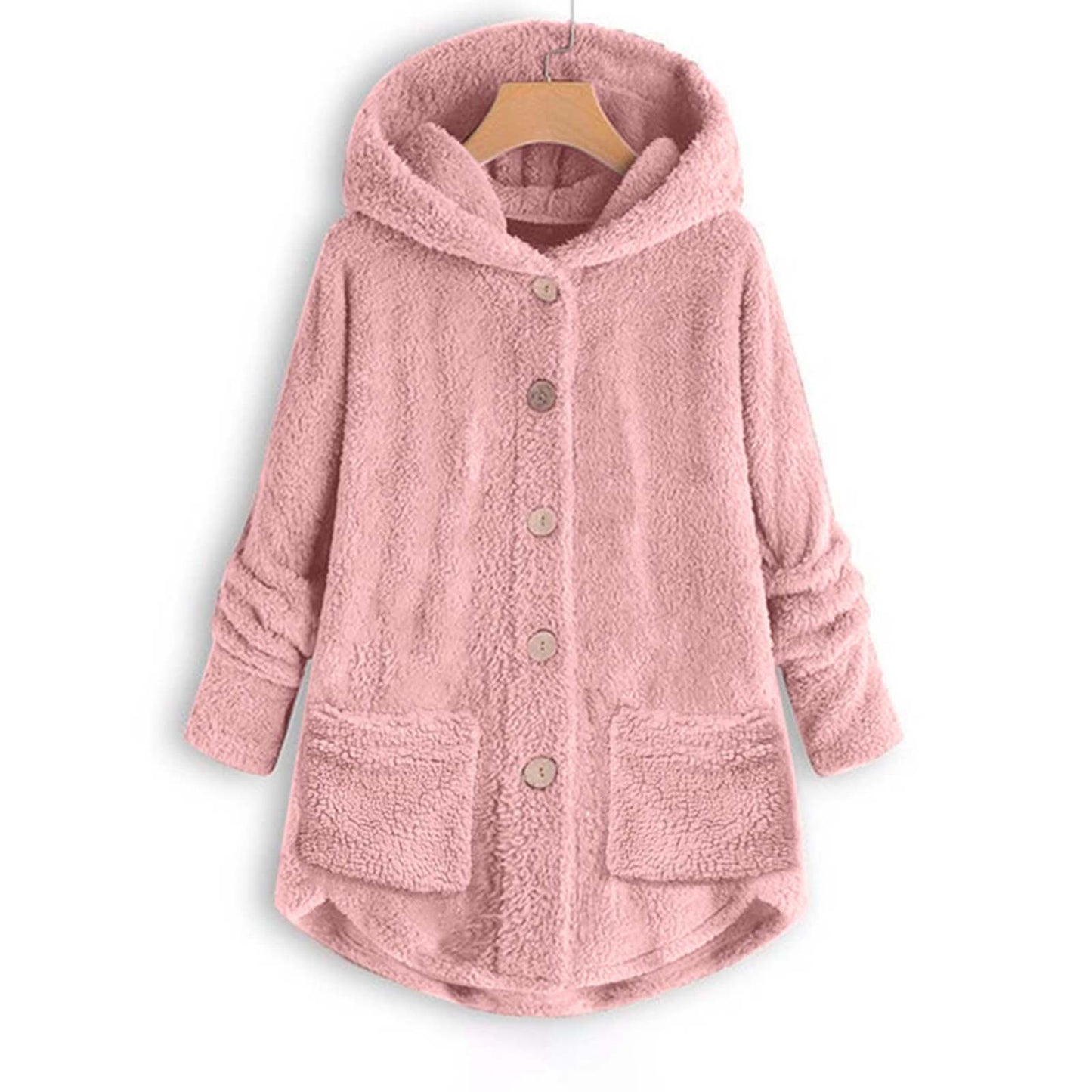 Women Coat Fashion Plush Pocket Winter Coat Irregular Long Sleeve Keep Warm Cat Ears Coat 7